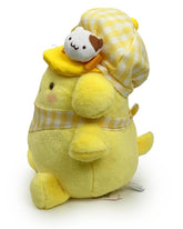 The yellow gingham print outfit adds a touch of classic style to his ensemble, while the newsboy hat and neck handkerchief brings a playful and fashionable flair. Whether you're a collector of Sanrio treasures, a lover of cute plushies, or simply looking to brighten your day with a touch of whimsy, this Newsboy Pompompurin Plushie in Yellow Gingham is sure to steal your heart.